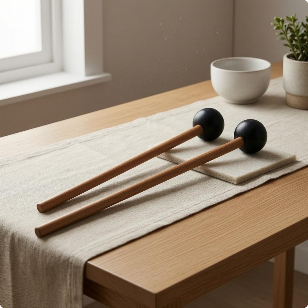 Handpan กลอง Mallets จับคู่คู่ Handpan กลอง Mallet ไม้ Mallet หัวสีดําเครื่องกระทบเครื่องมือจับง่าย