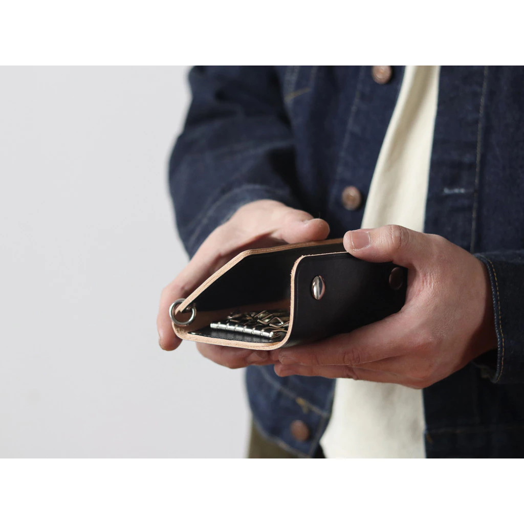 Hardwind Simple Cowhide Card Holder Document Bag Drivers License Drivers License Bag Key Case สามารถใช้กับห่วงโซ่กางเกง thumbnail 3
