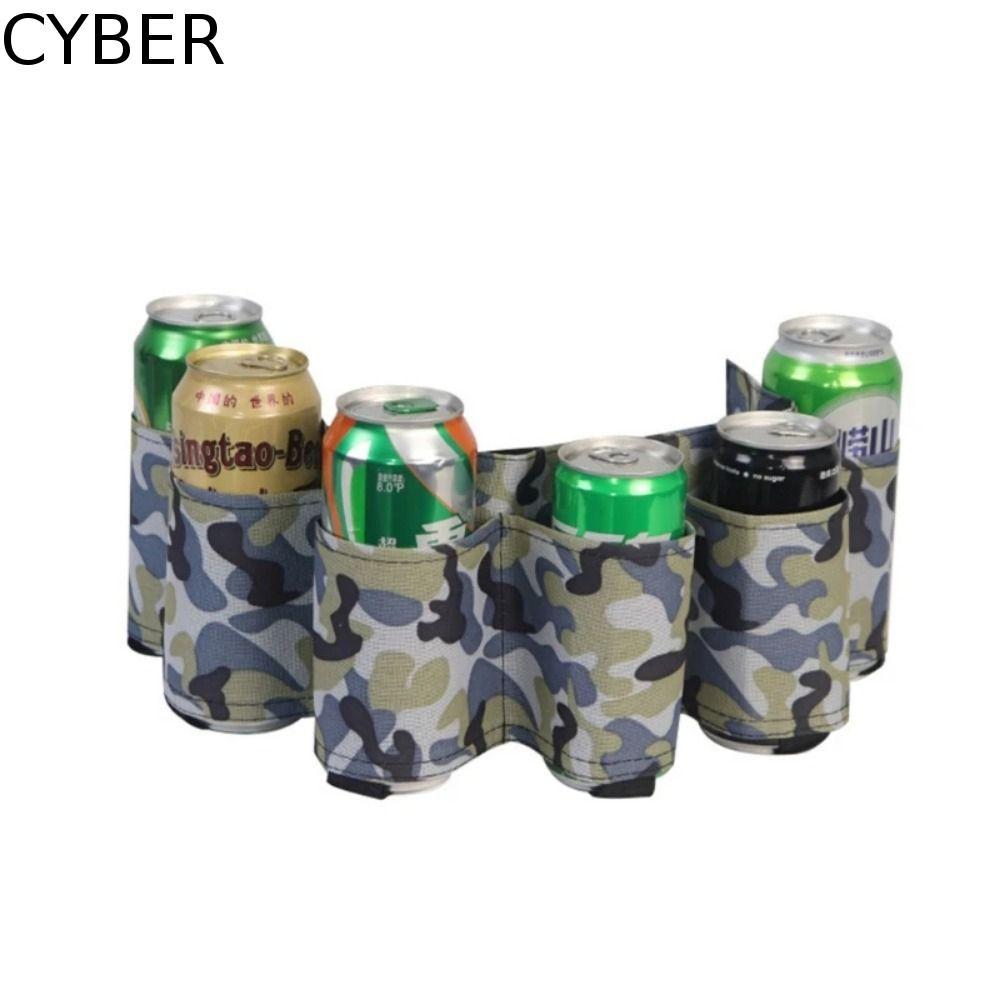 CYBER กระเป๋าคาดเอวเก็บเบียร์, 6 กระเป๋า 6 กระป๋องที่เก็บเครื่องดื่ม Fannypack, ปิกนิกเอวแพ็คน้ําหนักเบาแบบพกพาพรางเบียร์เข็มขัดผู้ถือเอวแพ็คแคมป์ปิ้ง
