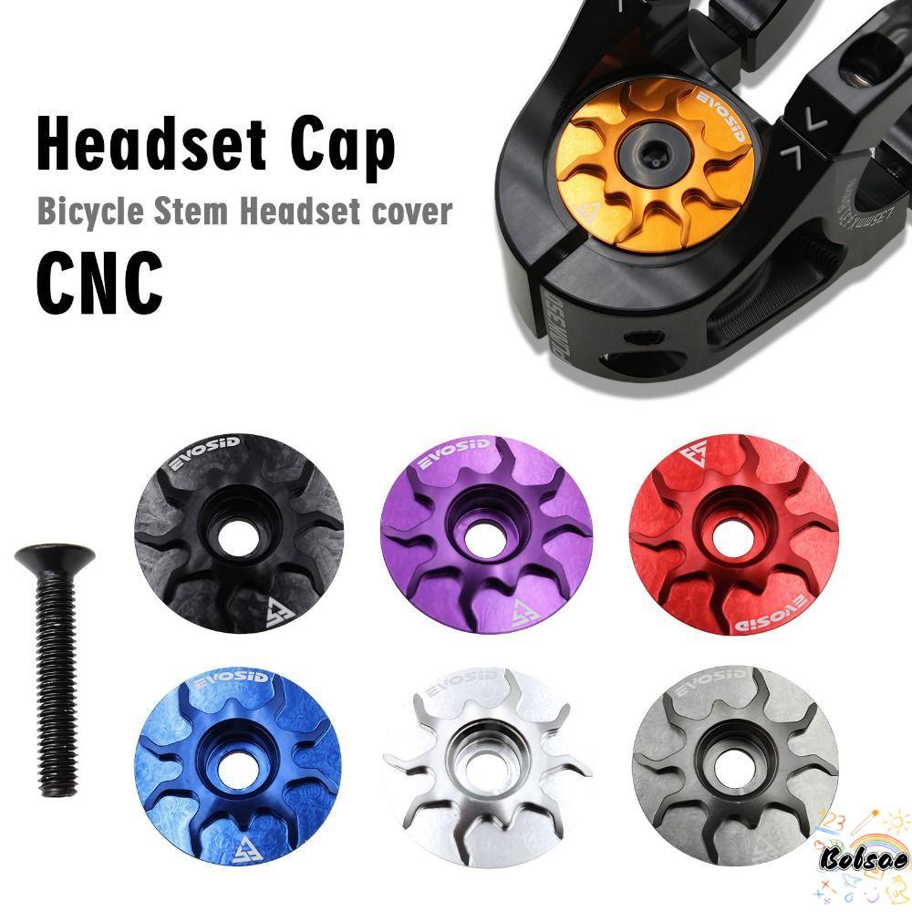 BOLSACF จักรยานชุดหูฟังฝาครอบด้านบน,อลูมิเนียมพร้อมสกรู MTB Road Bike Stem COVER, หลากสี 28.6 มม.CNC หัวส้อมหลอด