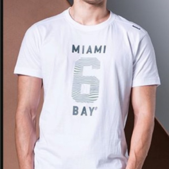 Miami Bay เสื้อคอกลมชาย รุ่น  Number 6 สีขาว