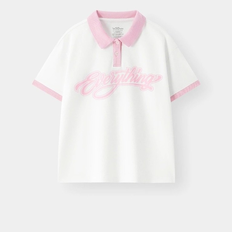เสื้อยืดคอปกสาวผ้าฝ้ายนุ่ม (6 - 16 ปี) GPS26S003R- WooKids