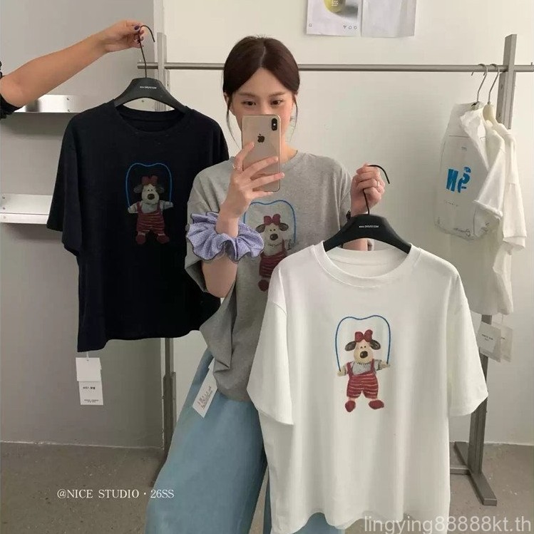 O4QO [จัดส่งจากประเทศไทย] 02957 #Pure Cotton-210g (ผ้าฝ้าย 100%) เสื้อยืดแขนสั้นฤดูร้อนผู้หญิงเวอร์ช