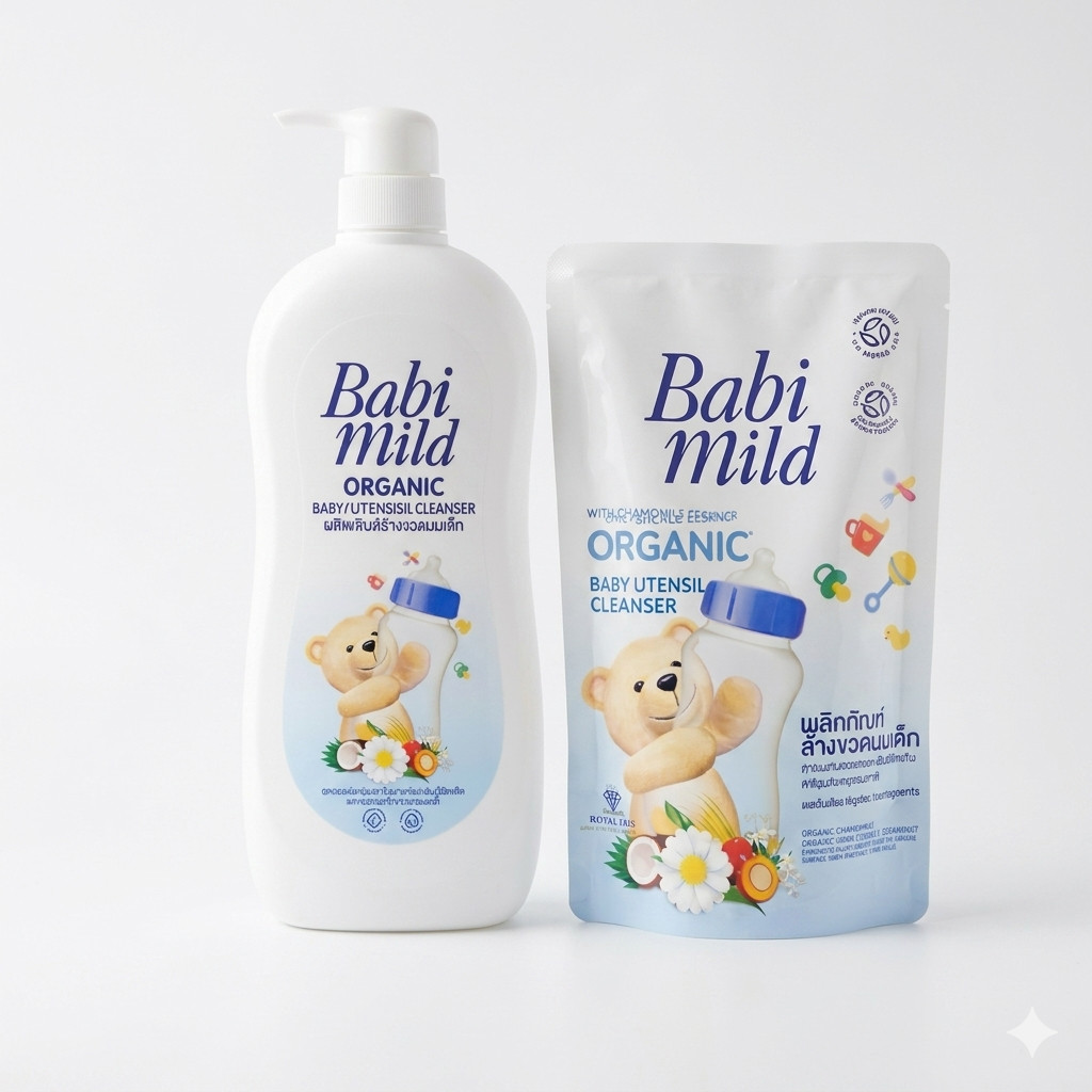 (แพคคู่ ขวด590มล.+ถุงเติม570มล.) Babi Mild เบบี้มายด์ อัลตร้ามายด์ ผลิตภัณฑ์ล้างขวดนม