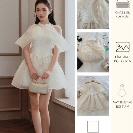TIA19 Bliss Dress Tia19 เดรสลายดอกไม้ผ้าชีฟองคล้องคอ เดรสคล้องคอผ้าชีฟอง