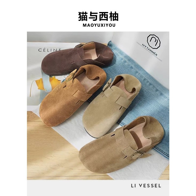 ของแท้หนัง Birkenstock รองเท้าผู้หญิงสวมใส่ด้านนอกฤดูใบไม้ผลิฤดูใบไม้ร่วง 2024 ใหม่รวมทุกอย่างด้านล่