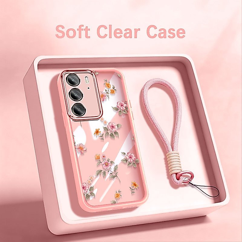 YBD เคสโทรศัพท์สําหรับ OPPO Realme C75 C75X C71 C65 4G Realme 14X INS สไตล์สีแดงสีชมพู Rose ซิลิโคนบ