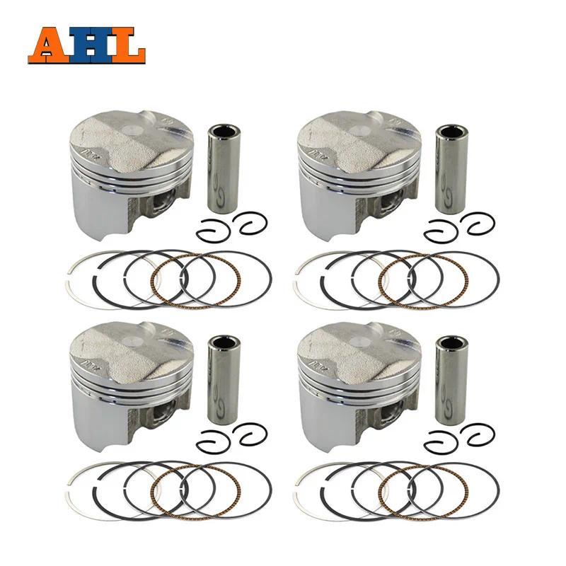 AHAHL 4pcs/Set STD/ +25/ +50 Bore Size 55mm/ 55.25mm/ 55.5mm Piston & Ring Kit For HONDA VFR400 VFR 
