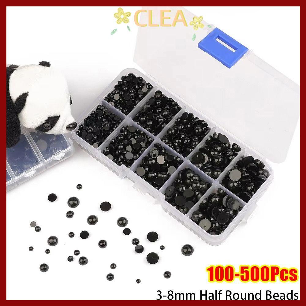 in stockCLEA 100-500 ชิ้นครึ่งรอบลูกปัด,สีดํารอบ 3-8 มม.ของเล่นตาอุปกรณ์เสริม,งานฝีมือ DIY ของเล่นพลาสติก Eye ลูกปัดสําหรับหมีตุ๊กตาสัตว์