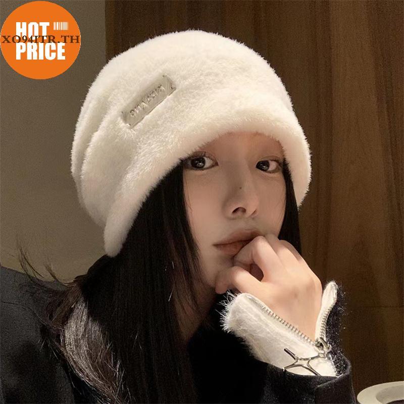 XOITR Plush Beanies หมวกผู้หญิงฤดูหนาว Warm Solid Baggy ขนแกะ Skullies หมวกกลางแจ้ง Coldproof Thien หมวก TH