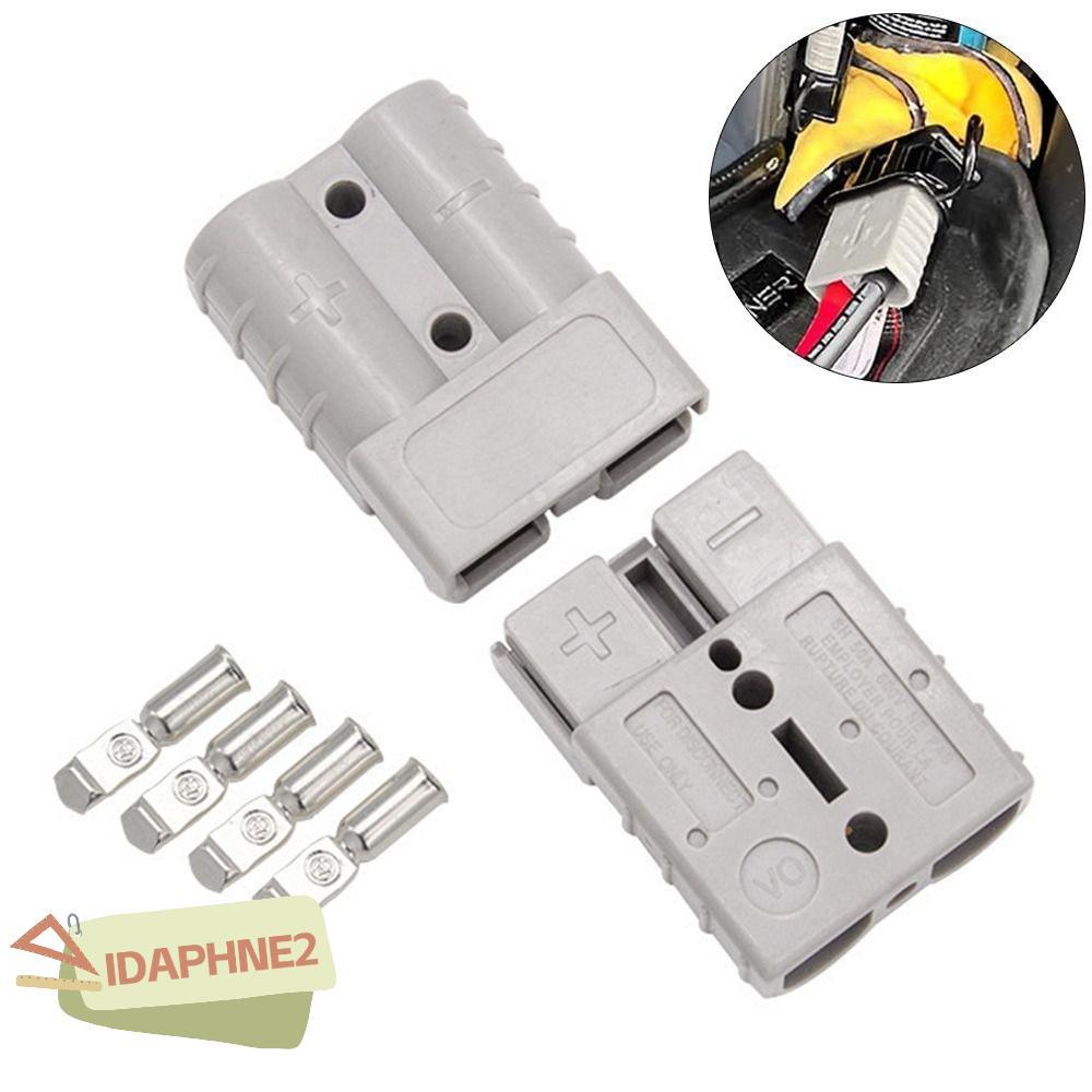 IDAPHNE2 ปลั๊กสาย Terminal, 50 AMP 600V แบตเตอรี่ขั้วต่อสายไฟ, ตัวเชื่อมต่อสายไฟสีเทาสีแดงสําหรับ Anderson
