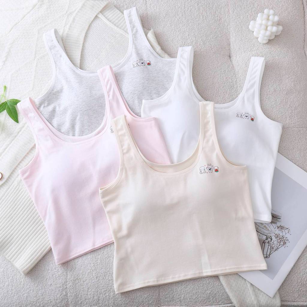 YANINDA เสื้อซับในเด็ก เสื้อชั้นในแบบเต็มตัว ผ้าฝ้าย100% ฟองน้ำเย็บติด ระบายอากาศได้ดี #3015