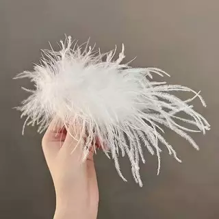 (duyonglinfff) กิ๊บติดผมขนนกสีขาว Super Fairy Headdress งานแต่งงานภาพทุกวันบุคลิกภาพขนนกหวาน Barrettes อุปกรณ์เสริมผมใหม่