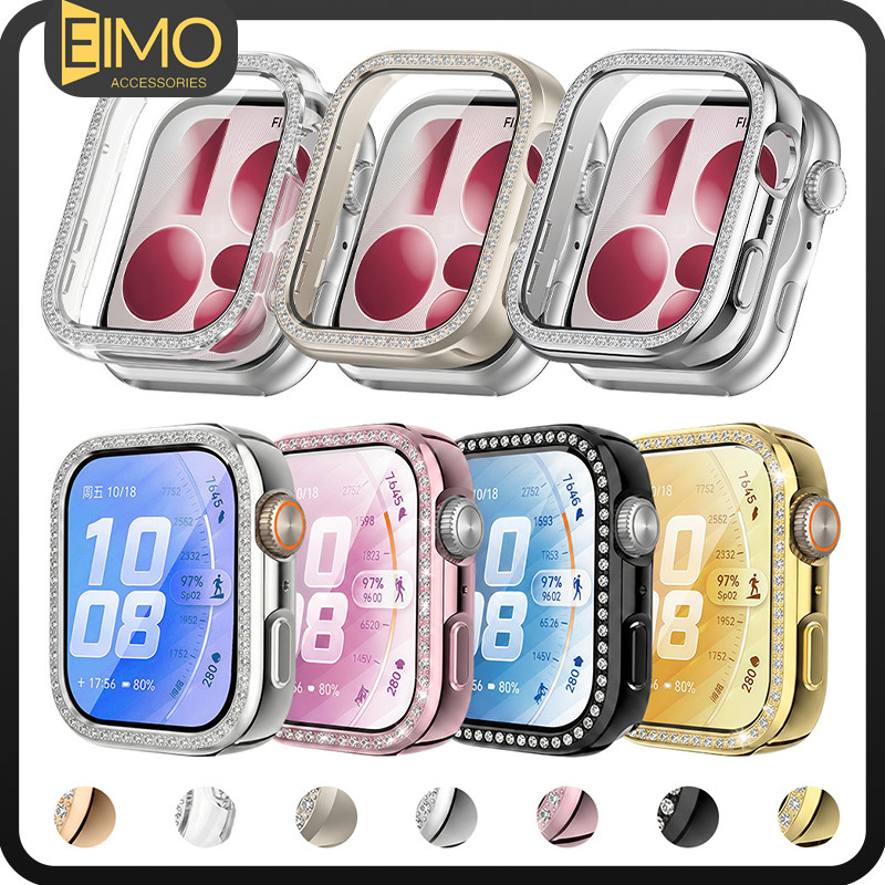 เคสกรอบหน้าจอเพชรแวววาว for Huawei Watch Fit 5/5 Pro เคส กระจกนิรภัย PC ป้องกันรอยแตก อุปกรณ์เสริมแบบครอบครบทั้งคัน