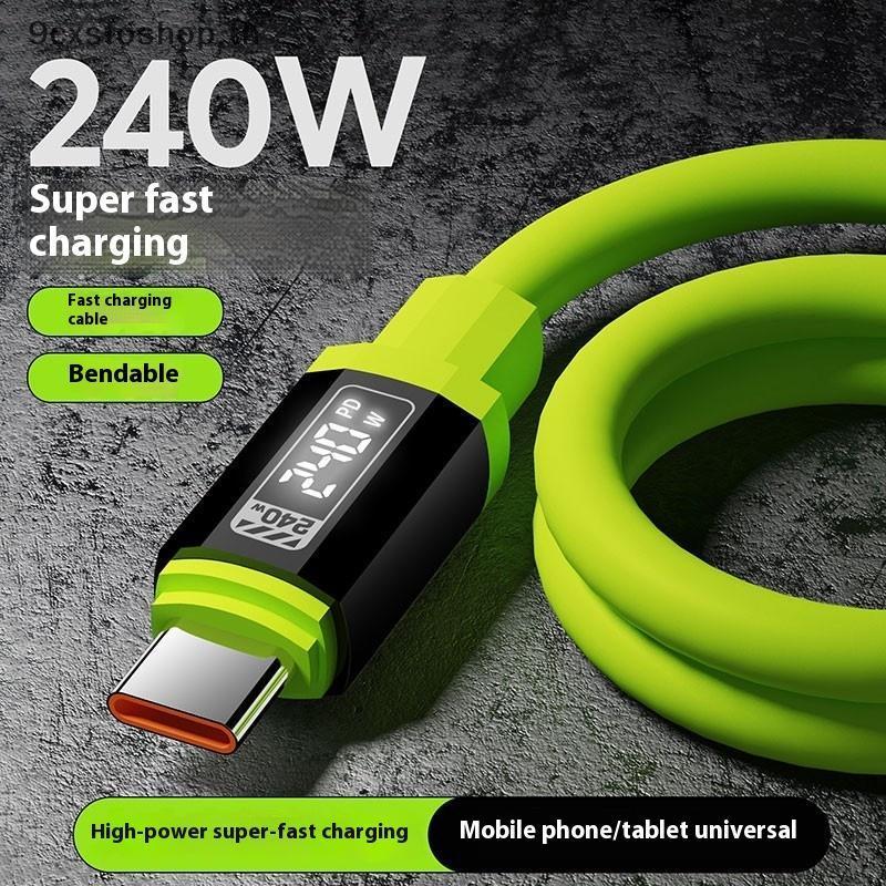9cxsfoshop.th 240W Fast Charging Type-C ถึง Type-C สาย 1.5 ม. พร้อมสายไฟแบบเรียลไทม์สําหรับอุปกรณ์กําลังสูง Gaming Office ใช้ TH