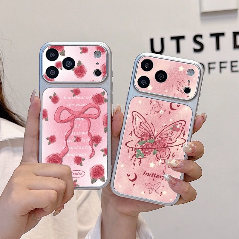 Rose Bowknot & ผีเสื้อหนังกรณีสําหรับ Xiaomi Poco C85 C75 C71 C65 F8 F7 Ultra F6 F5 Pro F4 F3 5G 4G น่ารัก Elegant ดอกไม้ที่เรียบง่ายสาวปลอกนุ่ม