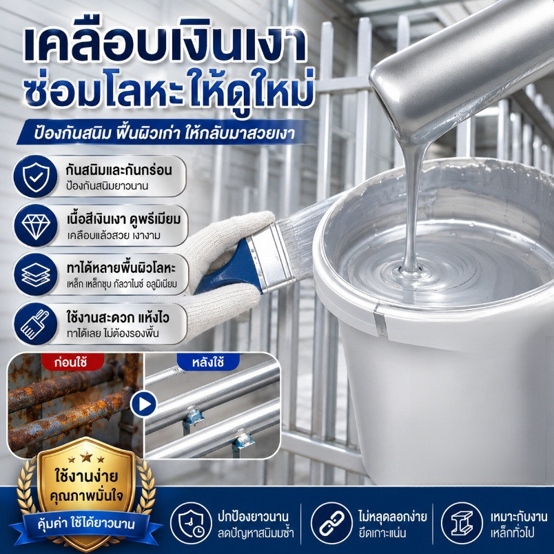 🌟【สามารถใช้เป็นกระจกได้】สีกระจกสะท้อนแสง JC / Mirror Paint / เงางามสูง / เอฟเฟกต์กระจกเงา / ใช้ส่องหน้า / ทาสีง่าย