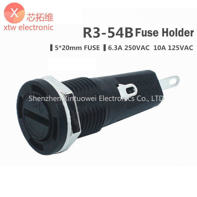 R3-54B R3-54 ฟิวส์ผู้ถือซ็อกเก็ต 10A125V 6.3A250V 5x20 มม. 12.7 มม.