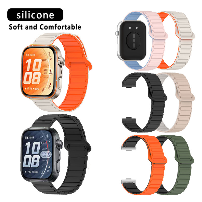 สายรัดซิลิโคนแม่เหล็กกันน้ํากันเหงื่อสําหรับนาฬิกา Huawei Fit 5 4 3 / Fit5 Pro