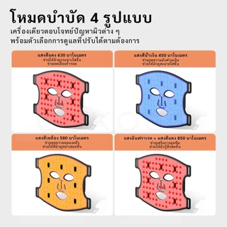 GOKOCO LEDอุปกรณ์บำรุงผิวหน้า 78 เม็ดแสงพลังงานสูง 4 โหมดการบำบัดด้วยแสง ช่วยให้สีผิวสว่างขึ้น ลดขนาดรูขุมขน ลดสิว
