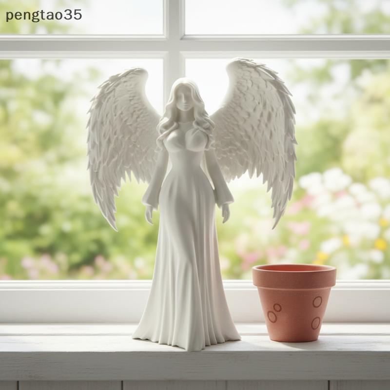 [ใหม่] Praying Guardian Angel รูปปั้นศาสนา 3D พิมพ์สีขาวทองหุ่นสําหรับแท่นบูชาตกแต่ง Spiritual Keepsake ของขวัญ TH