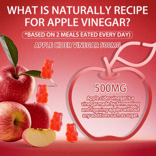 VITA แอปเปิ้ลไซเดอร์ วิตามินรวมอาหารเสริม ไฟเบอร์ดีท็อกซ์Apple Cider Vinegar Vitamin Gummy Aldult Supplement 60Gummies