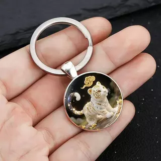 น่ารัก 12 พวงกุญแจลายนักษัตรจีน พวงกุญแจกลม พวงกุญแจประณีต จี้ขนาดเล็ก เครื่องประดับ