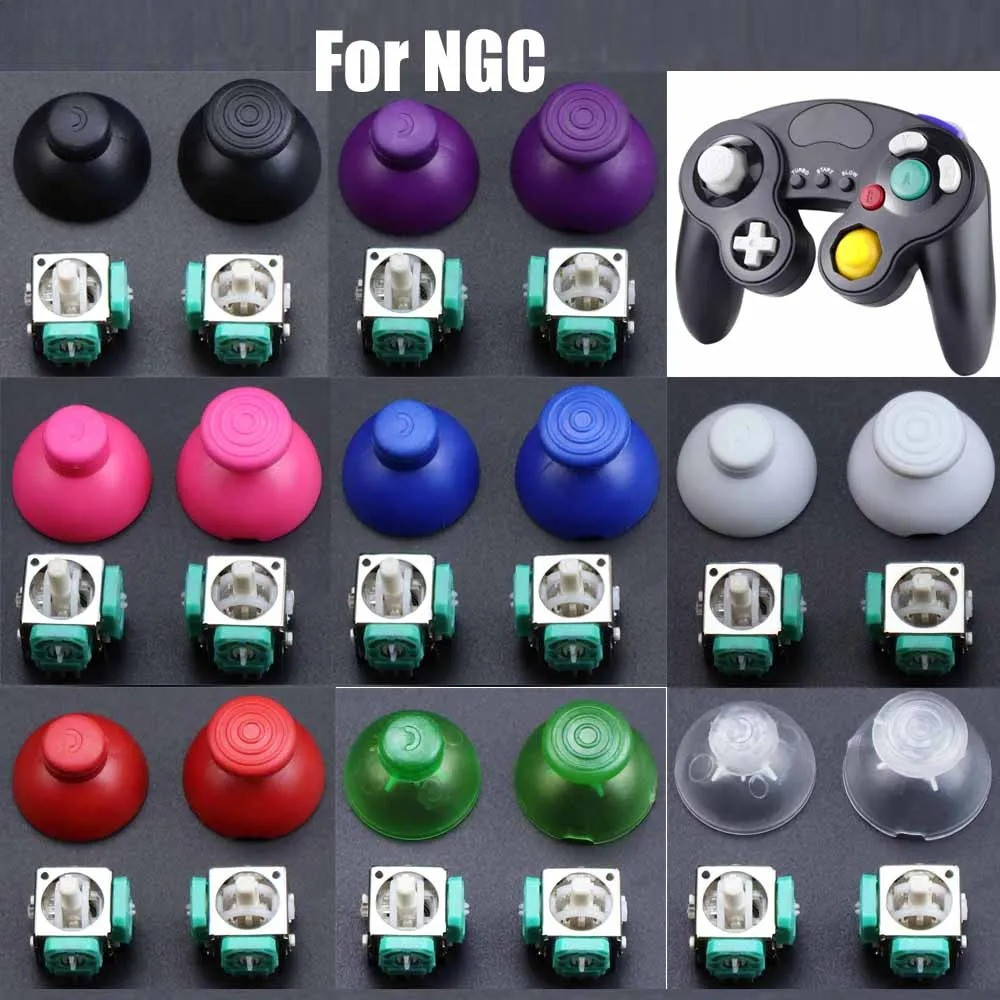 1เซ็ต3Dจอยสติ๊กอนาล็อก+ปุ่มThumbcapซ้ายและขวาสําหรับGameCube NGCเกมHandle Controllerอะไหล่ซ่อม