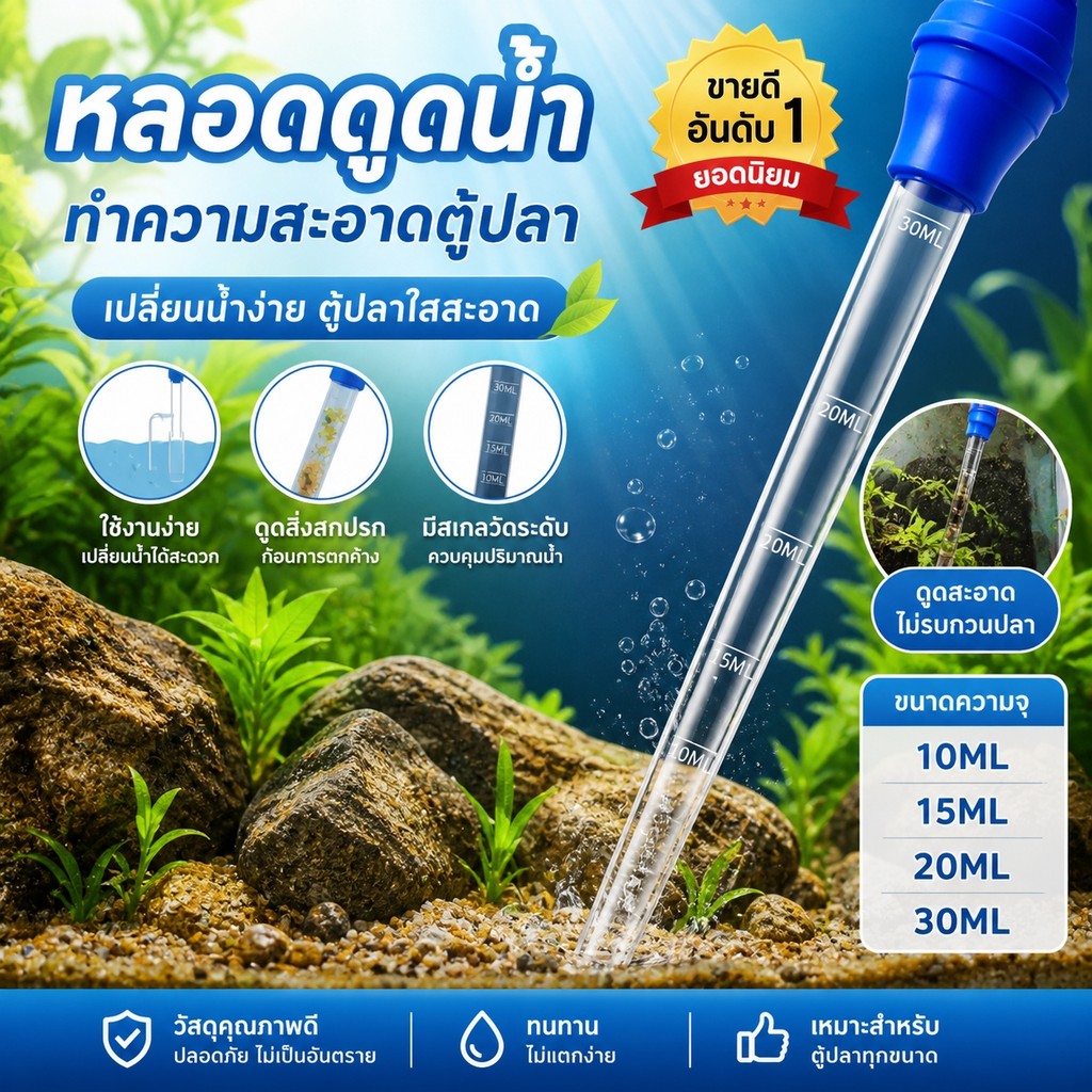 ที่ดูดขี้ปลา ที่ดูดสิ่งสกปรก ดูดสิ่งสกปรกทําความสะอาดตู้ปลา ตัวดูดสิ่งสกปรก 28-45cm WaterChanger G08