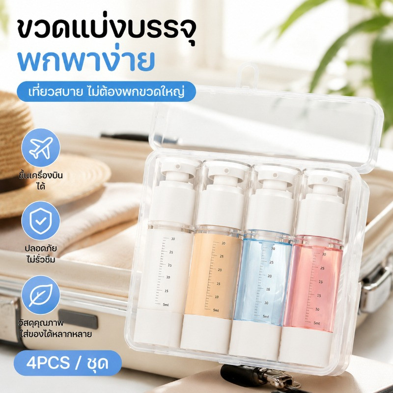 COD พร้อมส่ง ขวดแบ่งครีมสุญญากาศ 5 ชิ้น ขวดปั๊มพกพา 15/30/50ML สำหรับโลชั่น เซรั่ม ครีมบำรุง ใช้เดินทาง จัดเก็บง่าย