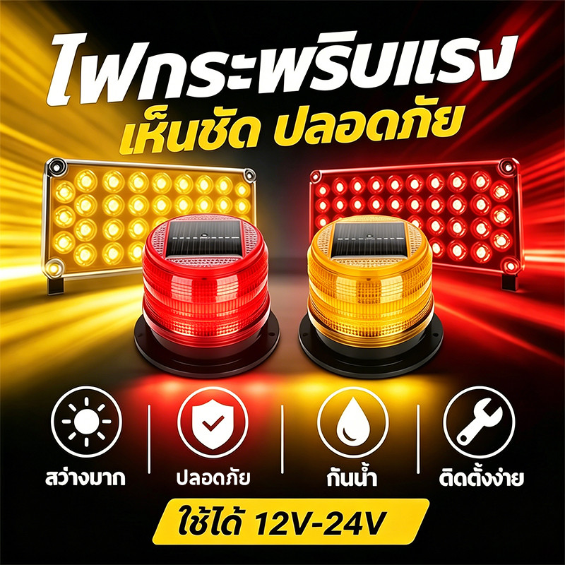 ไฟฉุกเฉิน ไฟไซเรน LED 42จุด รุ่น18H 12V 2ช่อ สว่างมาก กระพริบอัตโนมัติ อเนกประสงค์ ทนทาน เลือกสีได้