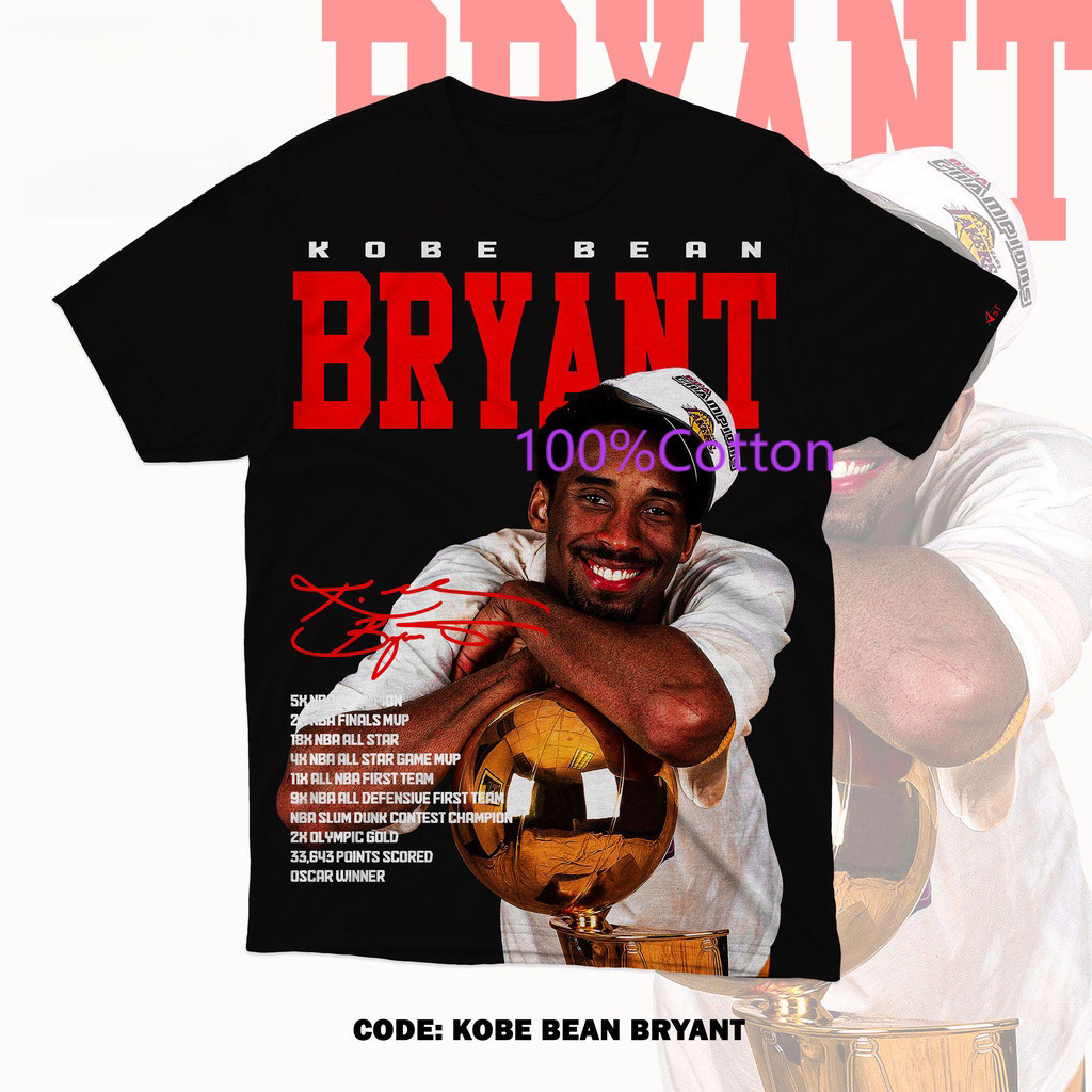 เสื้อยืด Kobe Bryant NBAผ้าคอตตอน 100% สวมใส่ได้ทั้งชายและหญิง ลายกีฬาNBA ฮิต สบายใส่ทุกวัน S-5XL