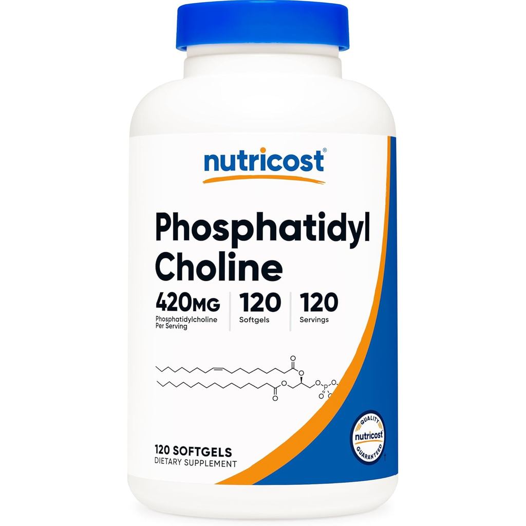 Nutricost Phosphatidylcholine (420มก.) 120 ซอฟท์เจล - ปราศจากจีเอ็มโอ ปราศจากกลูเตน