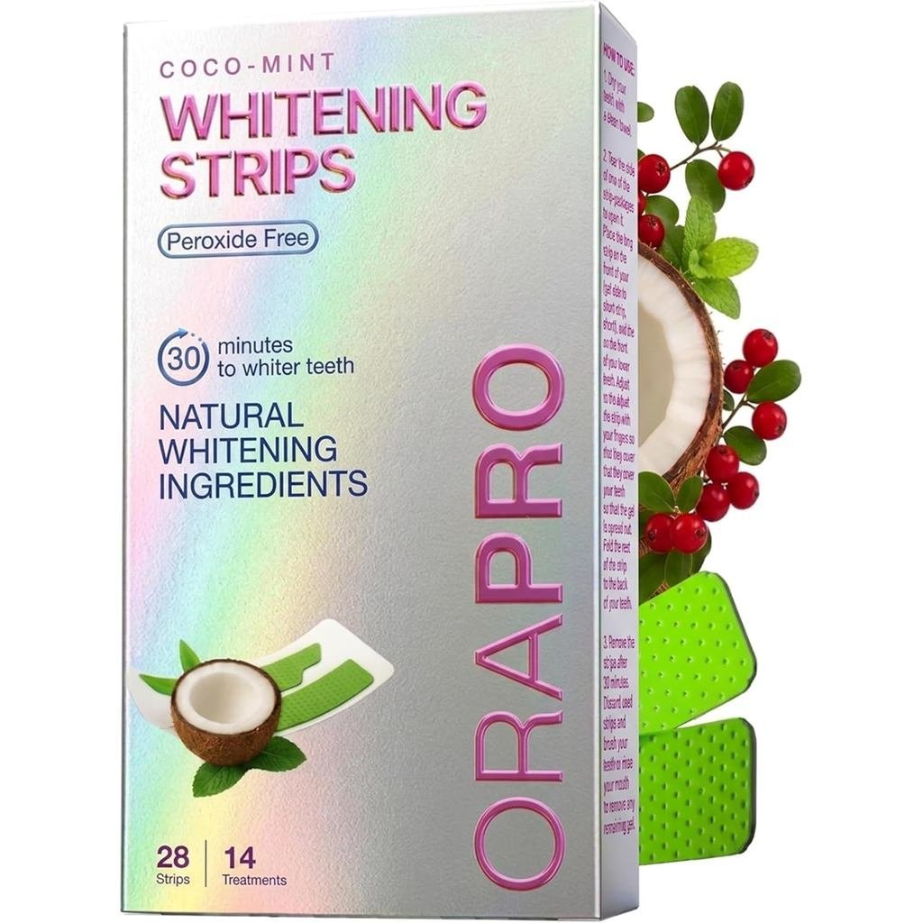 Teeth Whitening Strips – Peroxide-Free Teeth Whitening Kit (28 Count), Enamel Safe for Sensitive Tee
