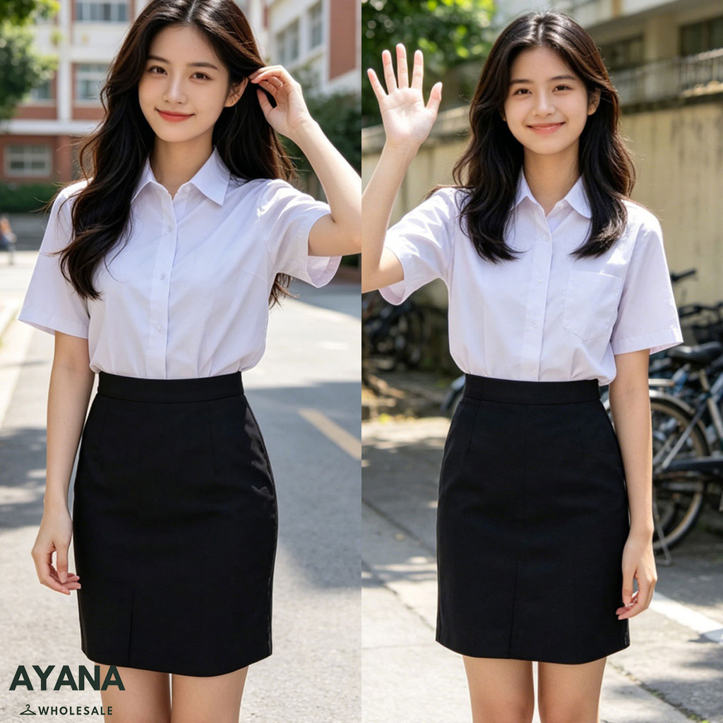 กระโปรงทรงเอสีดำ ทรงสุภาพ ชุดพิธีการนักศึกษา สวมใส่สบาย