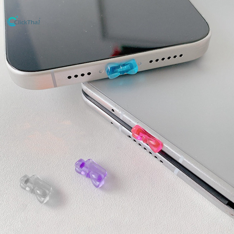 จุกกันฝุ่นรูปโบว์สำหรับพอร์ตชาร์จ Type-C ของตกแต่งสุดสร้างสรรค์สำหรับช่องเสียบหูฟัง
