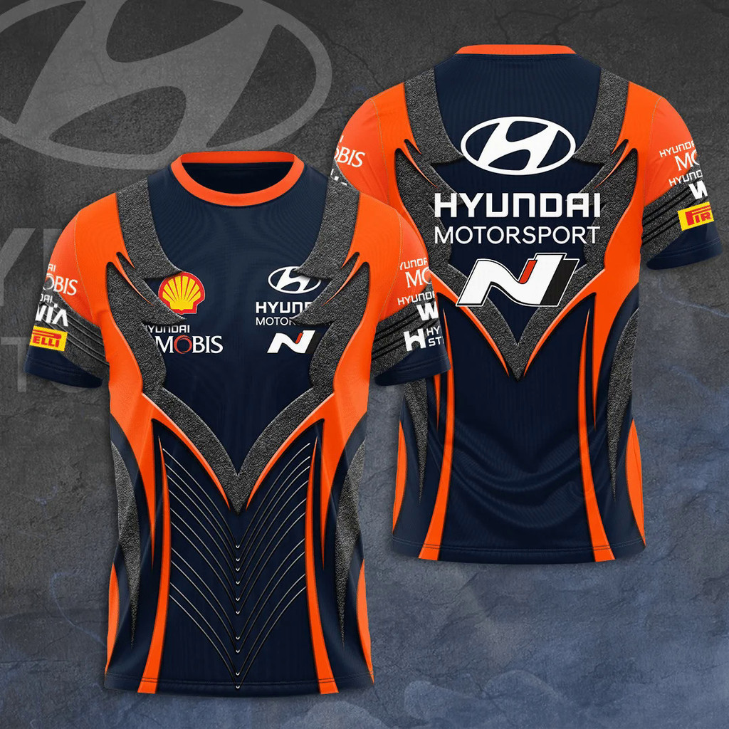 ⚽ ผู้ชายฤดูร้อน 3D พิมพ์ Racing WRC Rally Hyundai ชุดทีมผู้หญิง Putdoor Breathable O คอ Jersey Man เ