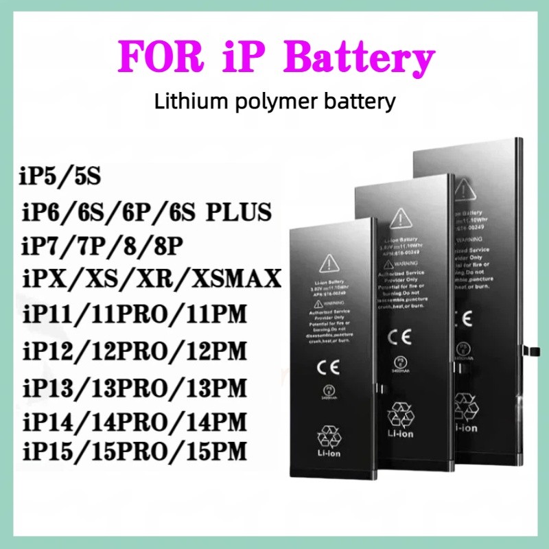 แบตเตอรี่ เเบต iP5 6 6Plus 6S Plus,iP7/8/7P/8P,iPX XS XR XSMax,iP11~15PROซีรีส์ คุณภาพระดับพรีเมี่ยม