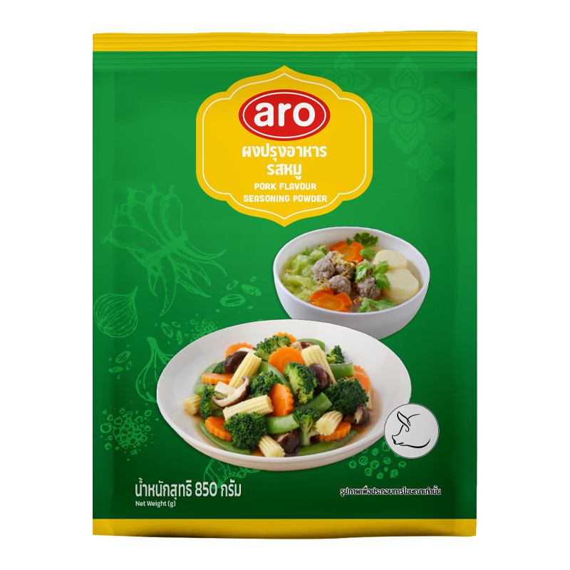 เอโร่ ผงปรุงอาหาร รสหมู 850 ก. (ARO PORK POWDER 850 G) โปโลแมน POLOMAN