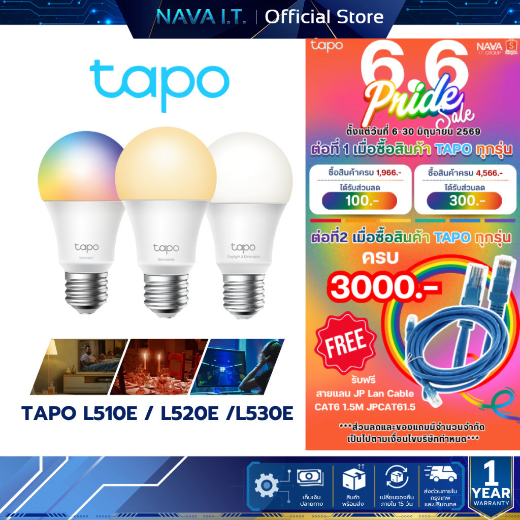 TAPO L510E,L520E,L530E Smart BULB ขั้ว E27 สั่งงานผ่านแอป