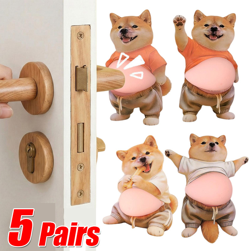 1/3/5 คู่ 3D Shiba Inu สติ๊กเกอร์ท้องสุนัข - สติ๊กเกอร์ป้องกันการชนกันซิลิโคนอ่อนนุ่ม - ตัวป้องกันประตูรถ As, ตัวป้องกันขอบโต๊ะและสติ๊กเกอร์ตกแต่งน่ารัก