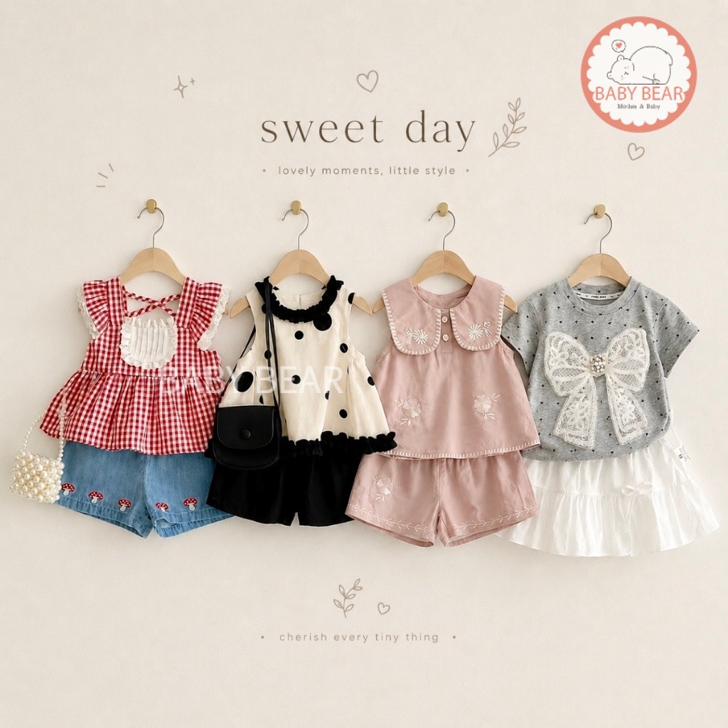 ใหม่ ชุดเด็กหญิงแฟชั่น ชุดเซ็ตเด็กหญิงน่ารัก Summer Collection สไตล์เกาหลีมินิมอล