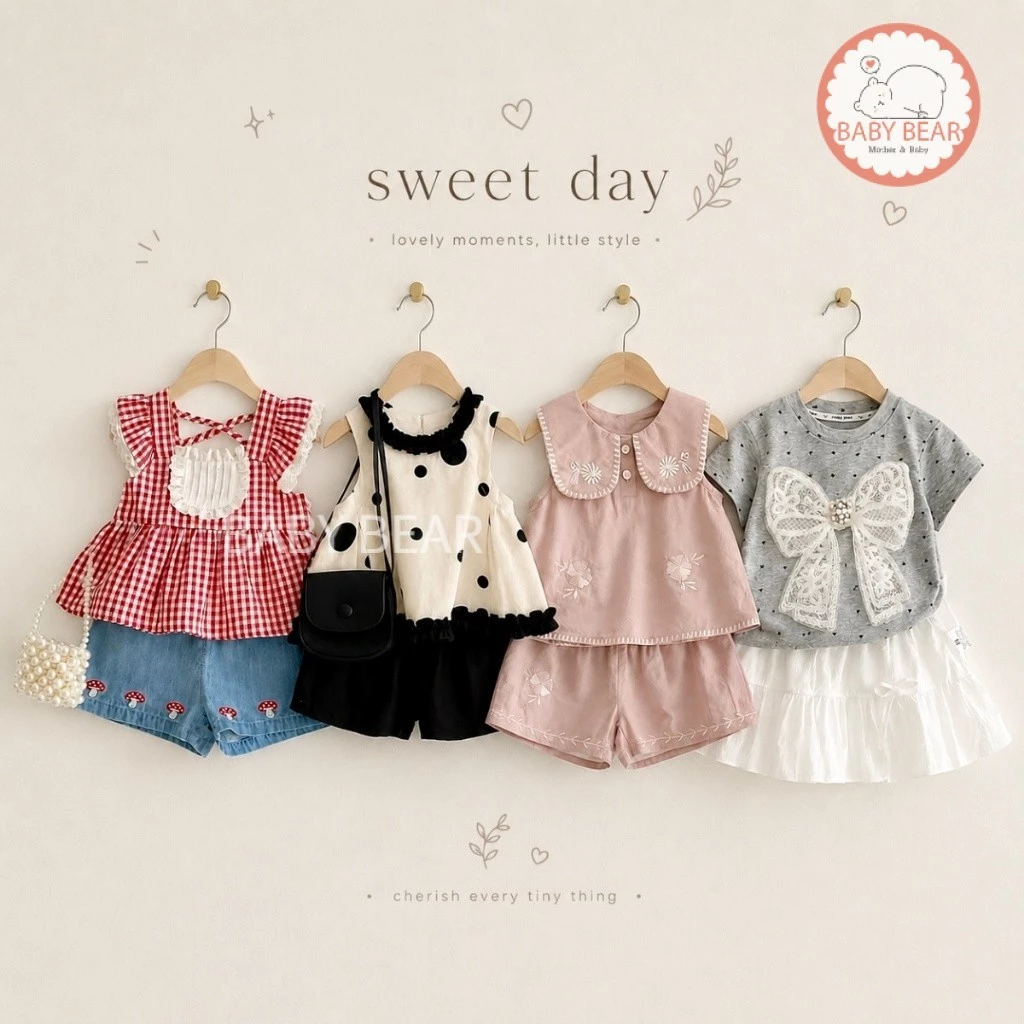 ใหม่ ชุดเด็กหญิงแฟชั่น ชุดเซ็ตเด็กหญิงน่ารัก Summer Collection สไตล์เกาหลีมินิมอล