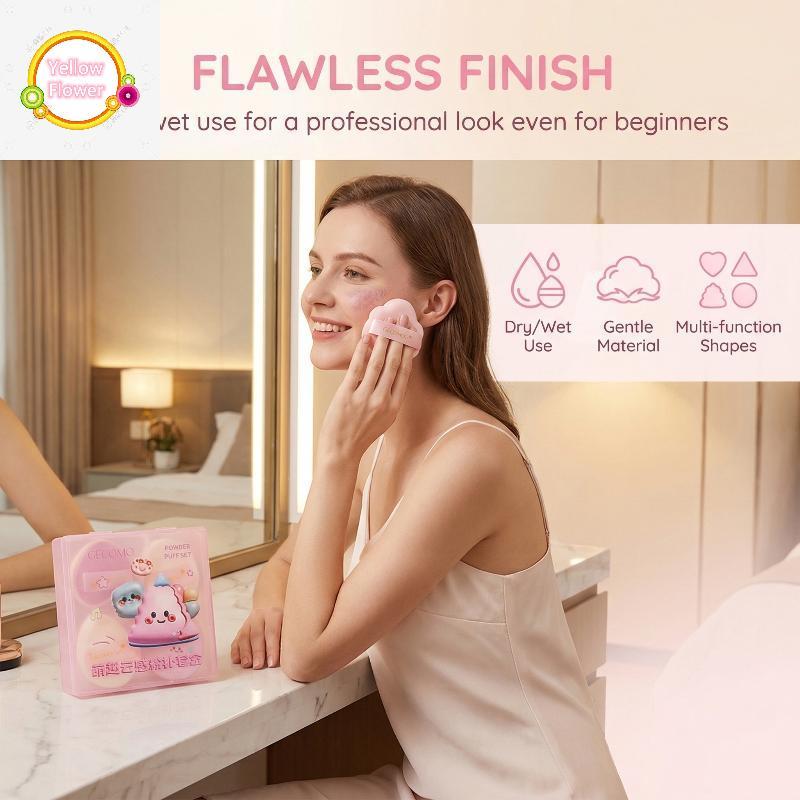 YellowFlower Cloudy Floing Puff Set 5 ชิ้นฟองน้ําแต่งหน้าคอนซีลเลอร์ Fixing Finger Applicator สําหรั
