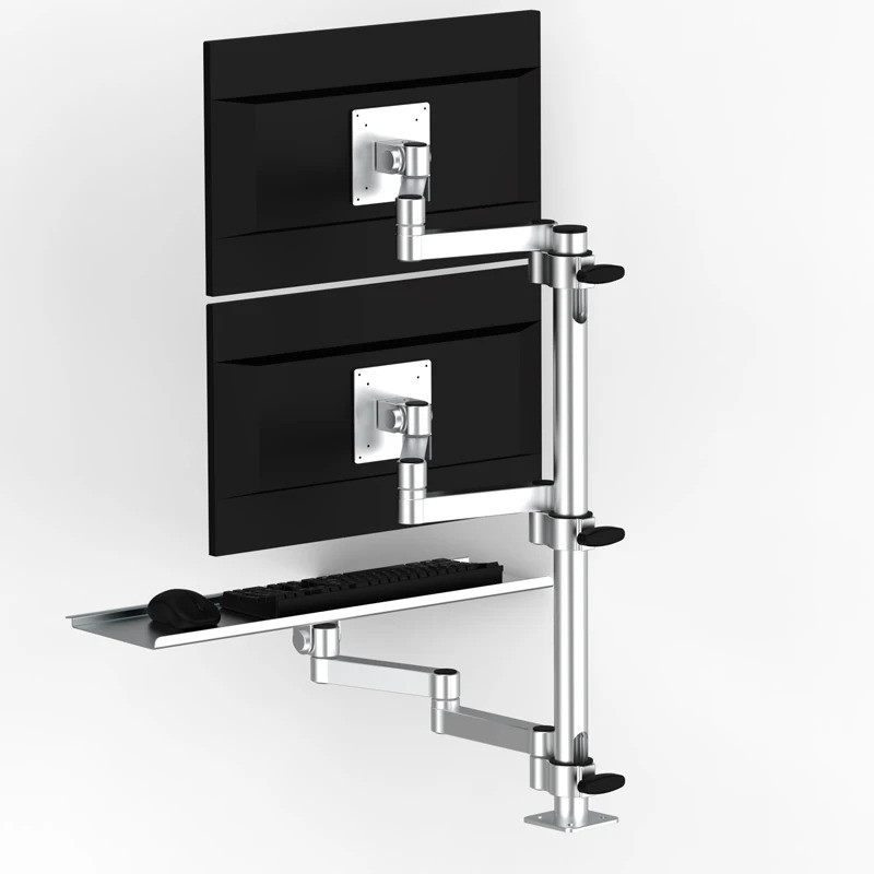 Precision Dual Screen Monitor Stand Integrated Keyboard Tray Industrial Arm Mechanical Display Stand