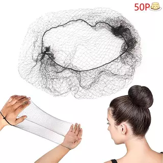 [GZ] 50 ชิ้น Hairnet ตาข่ายคลุมผมยืดหยุ่น 30/50/60 ซม. สําหรับรวบผมหางม้า อุปกรณ์เสริมผม COD