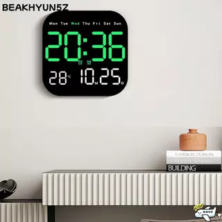 BEAKHYUN5Z นาฬิกาดิจิตอล LED, นาฬิกาแขวนอิเล็กทรอนิกส์วันที่ติดผนัง, การควบคุมด้วยเสียง DST นาฬิกาตั้งโต๊ะจอแสดงผลในบ้านสําหรับห้องนอน