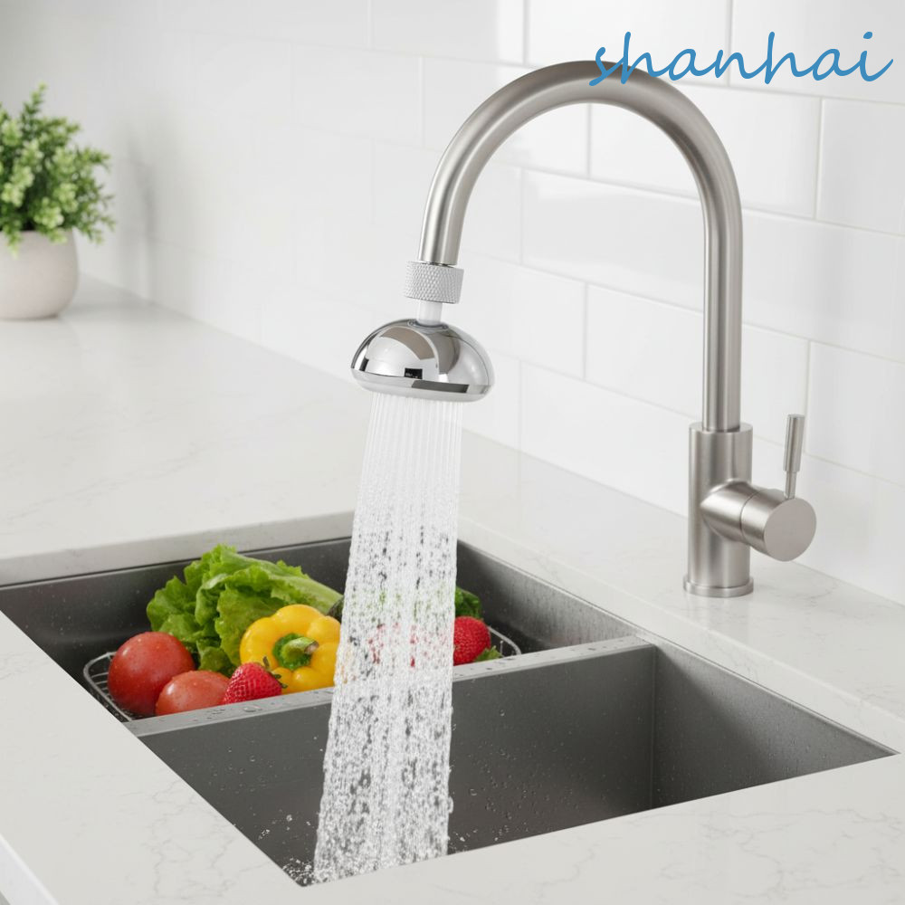 SHANHAI 360°หมุนก๊อกน้ําเครื่องเติมอากาศ,ปรับสนิมหลักฐานสากลภายนอก-เกลียวก๊อกน้ํา,3โหมดการไหลของน้ําสาดหลักฐานแรงดันแตะฟองหัวฉีดซักผ้าผัก