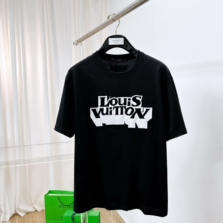 หลุยส์ วิตตอง/เลเวล/2026 คลาสสิกรอบคอแขนสั้นเสื้อยืดผู้ชายผู้หญิงสไตล์สบายระบายอากาศภายในเคาน์เตอร์ซ