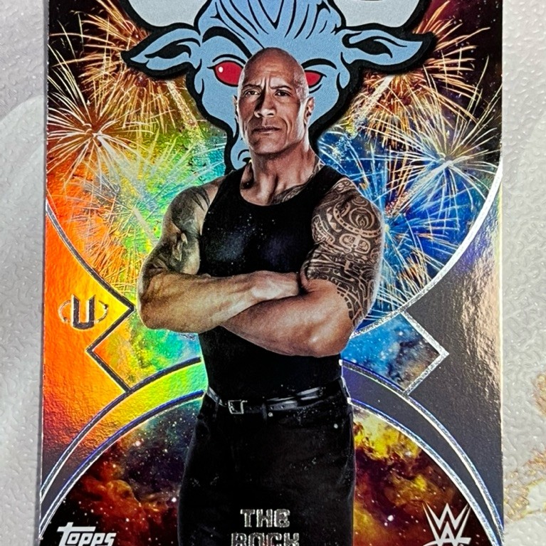 Topps WWE Card  The Rock Holo Real not Fake